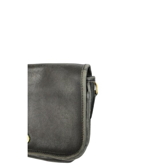 COACH Penny Pocket Black Genuine Leather Gold Classic Turn Lock Small Messenger - Picture 3 of 9